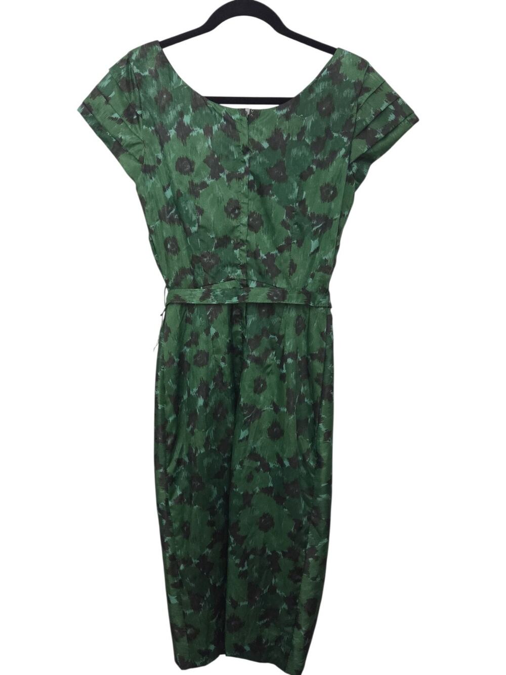 Vintage 60s Alice of California Green Wiggle Dress Tulip Hem XS S